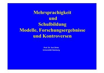 Mehrsprachigkeit und Schulbildung Modelle, Forschungsergebnisse ...