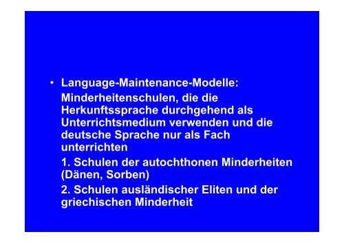 Mehrsprachigkeit und Schulbildung Modelle, Forschungsergebnisse ...