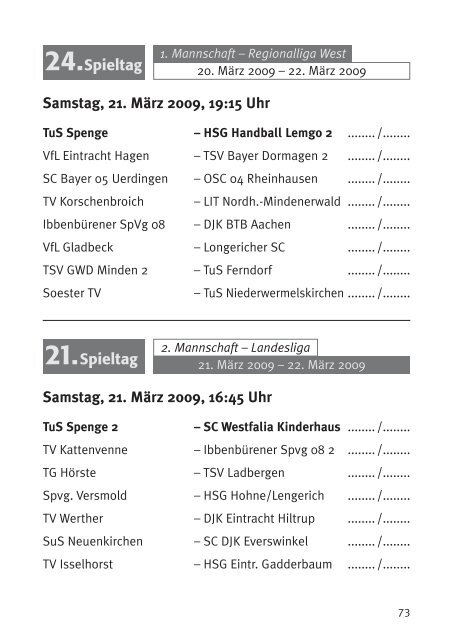 Handball-Regionalliga West - TuS Spenge Handball