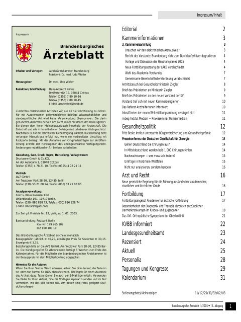 Brandenburgisches Ärzteblatt 01/2005 - qs- nrw