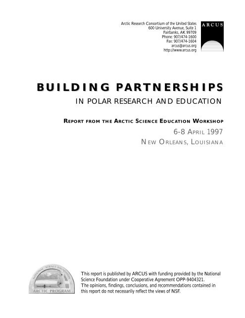 ed report 4 page cover - Arctic Research Consortium of the United ...