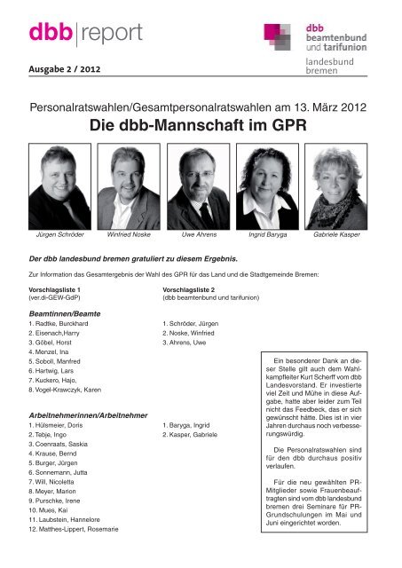 Ausgabe 2/2012 - [DBB] - Landesbund Bremen