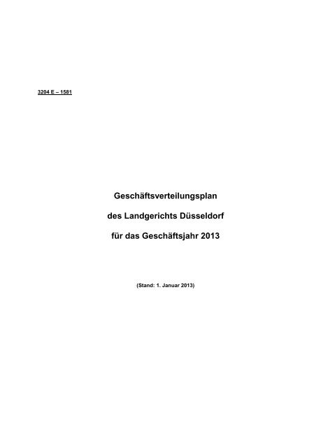 Geschftsverteilungsplan richterlicher Dienst - Landgericht Dsseldorf Geschftsverteilungsplan richterlicher Dienst - Landgericht Dsseldorf