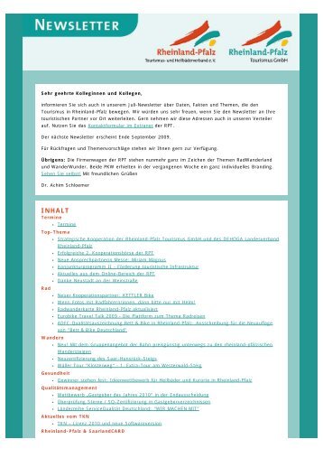 Rheinland-Pfalz Tourismus- & Heilbäderverband e.V. | Newsletter