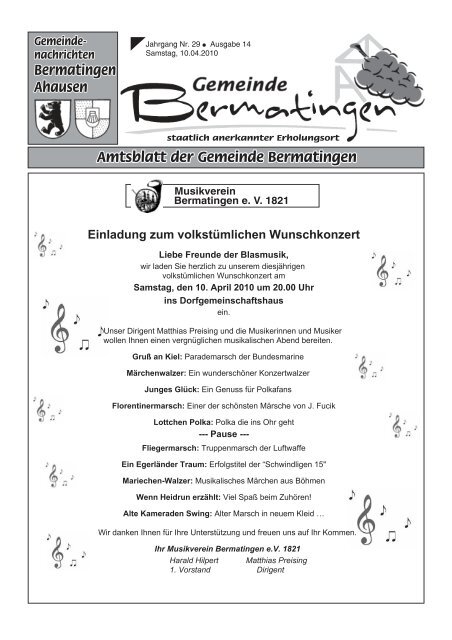 Einladung zum volkstümlichen Wunschkonzert - Bermatingen