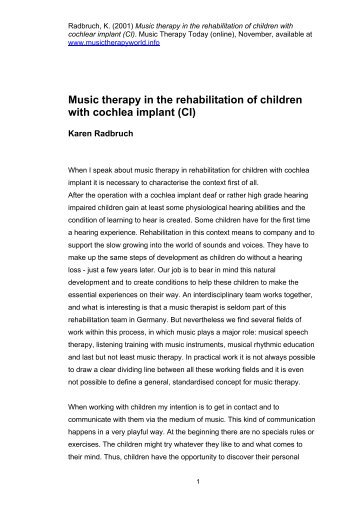 Music therapy in the rehabilitation of children - World Federation of ...