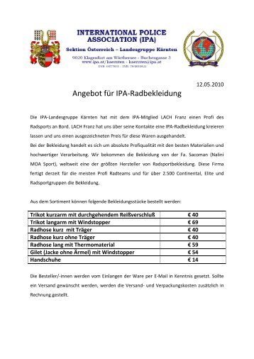 Angebot für IPA-Radbekleidung