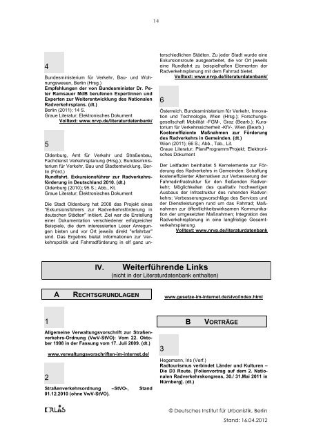 Literaturdatenbank ORLIS - Bibliographie - Fahrradakademie