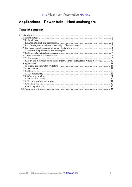 Power train – Heat exchangers - European Aluminium Association