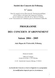 Socit des Concerts de Fribourg - Société des Concerts de Fribourg