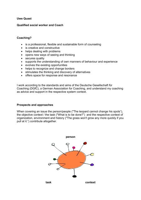 Uwe Quast Qualified social worker and Coach Coaching? • is a ...