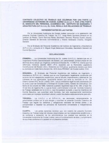 Contrato Colectivo de Trabajo UACJ-SPAIIA - Universidad ...