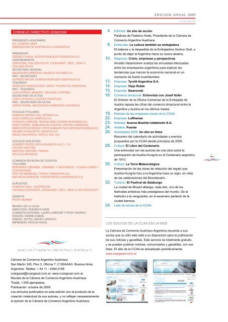 edición anual 2009 - Cámara de Comercio Argentino Austríaca