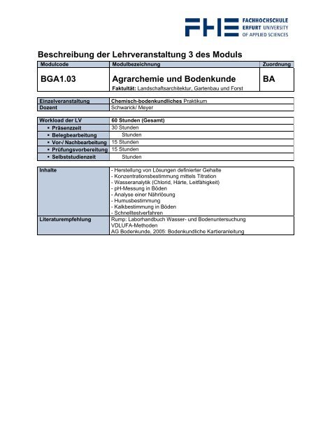 Modulkatalog BGA1.01 Allgemeine Botanik BA