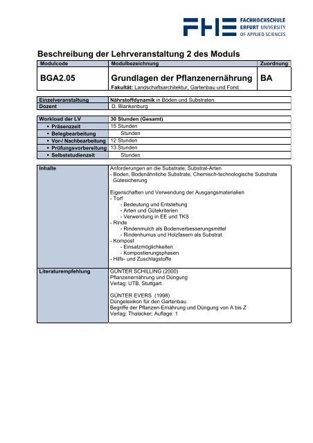 Modulkatalog BGA1.01 Allgemeine Botanik BA