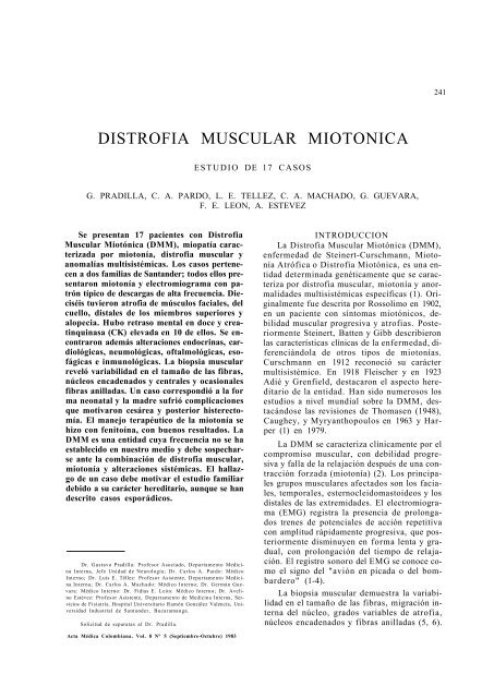DISTROFIA MUSCULAR MIOTONICA - Acta Médica Colombiana