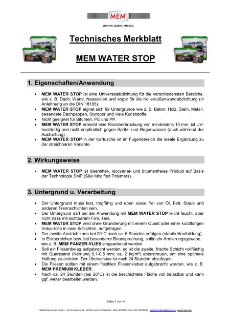 TM MEM Water Stop - MEM Bauchemie GmbH