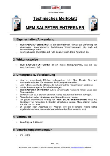 TM MEM Salpeter-Entferner - MEM Bauchemie GmbH