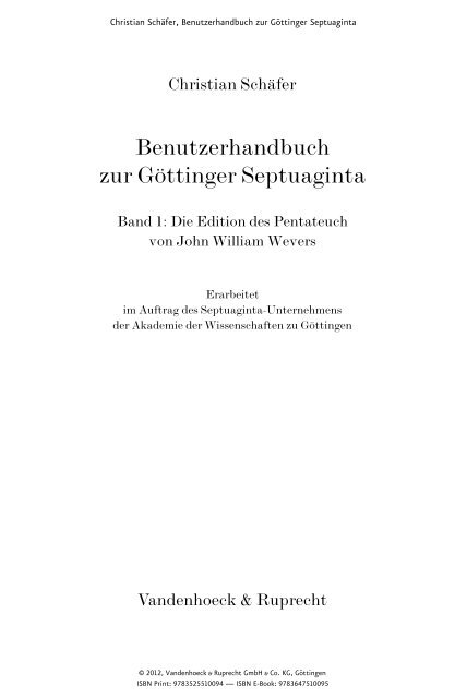 Benutzerhandbuch zur Göttinger Septuaginta - Vandenhoeck ...