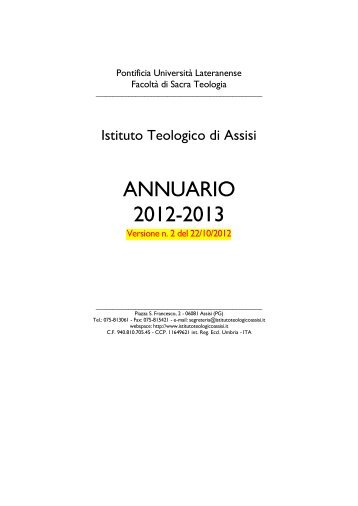 Annuario 2012/13 - Istituto Teologico di Assisi