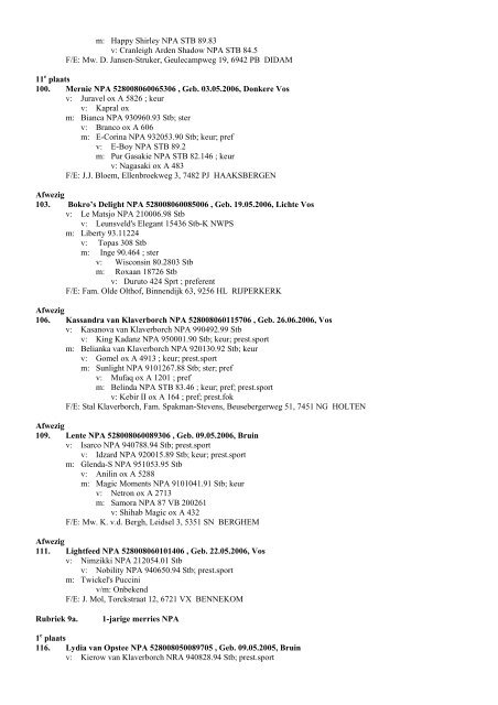 PAARDEN: Rubriek 7a. hengstveulens NRA geboren voor 1 ... - NRPS