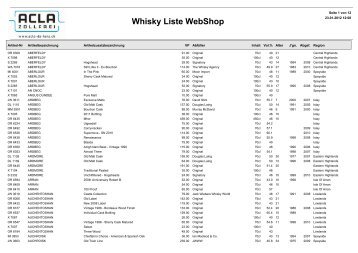 Whisky Liste Webshop - Acla da Fans