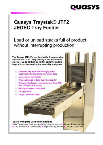 Quasys Traystak® JTF2 JEDEC Tray Feeder - Assembleon