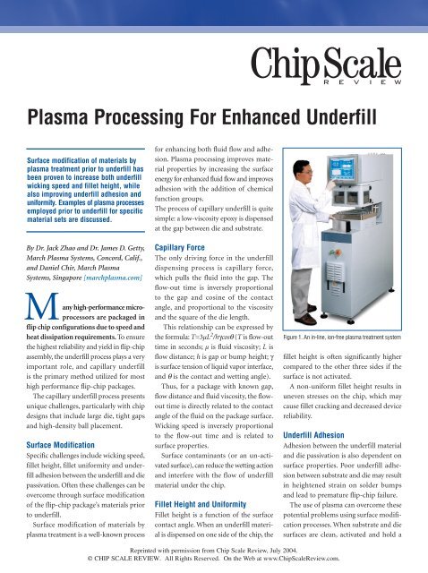 Plasma Processing For Enhanced Underfill - Quasys