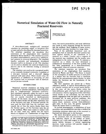 Numerical Simulation of Water-Oil Flow in Naturally Fractured ...