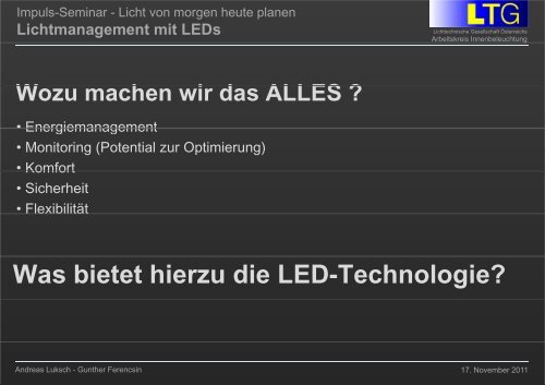 Lichtmanagement mit LEDs - Lichttechnische Gesellschaft Österreichs