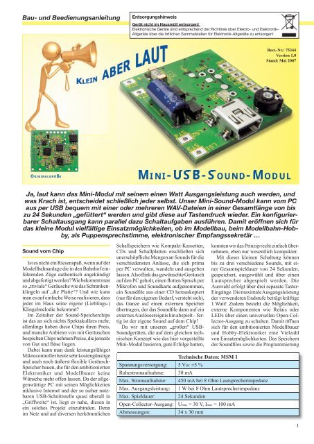 MINI-USB-SOUND-MODUL - ELV