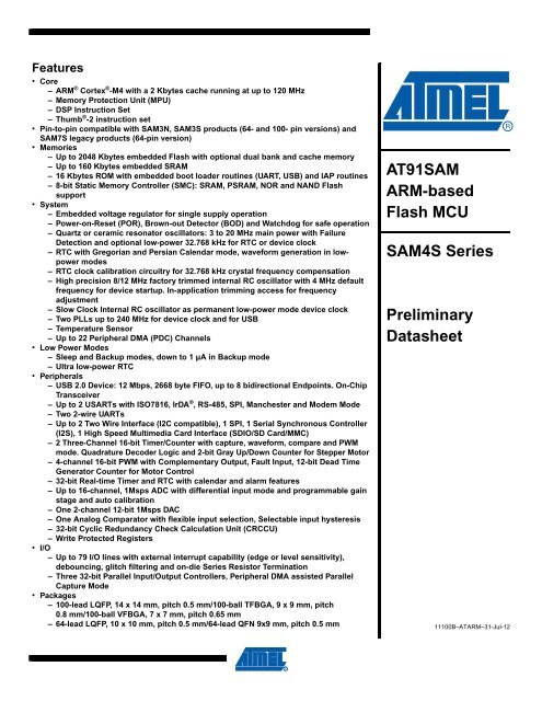 SAM4S Series [Preliminary] - Atmel