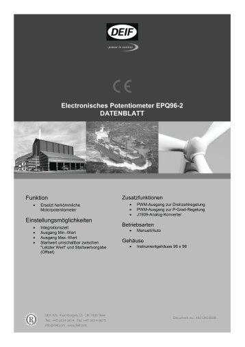 Elektronisches Potentiometer EPQ96-2 DATENBLATT ... - Deif