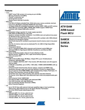 AT91SAM ARM-based Flash MCU SAM3X SAM3A Series