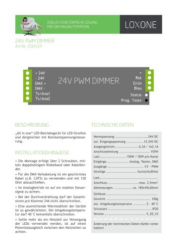 Download: Datenblatt 24V PWM-Dimmer - Loxone