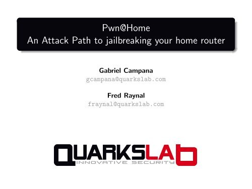 Pwn@Home An Attack Path to jailbreaking your home router