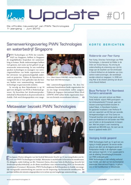 Samenwerkingsoverleg PWN Technologies en waterbedrijf ...