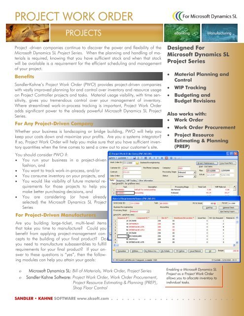 Project Work Order (PWO) - Sandler*Kahne Software, Inc.