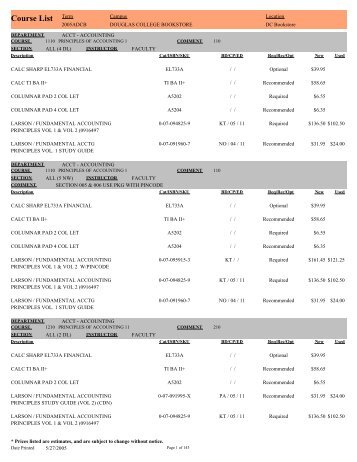 Course List Term - Douglas College