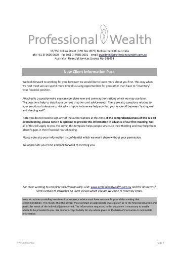PW Client Info Pack CURRENT.pdf - Professional Wealth