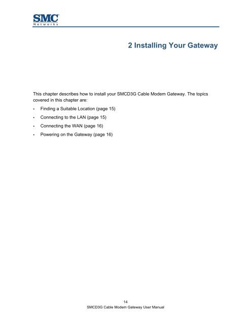 SMCD3G Cable Modem Gateway User Manual