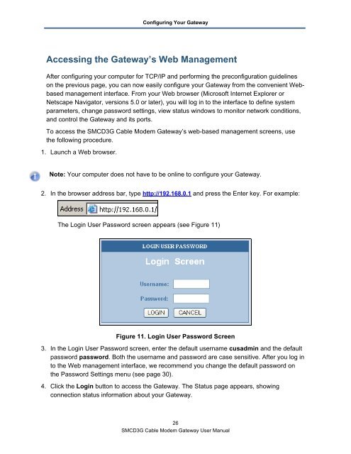 SMCD3G Cable Modem Gateway User Manual