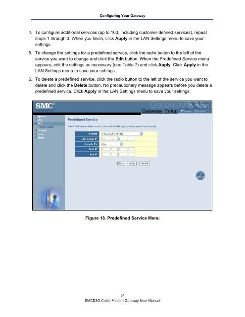 SMCD3G Cable Modem Gateway User Manual