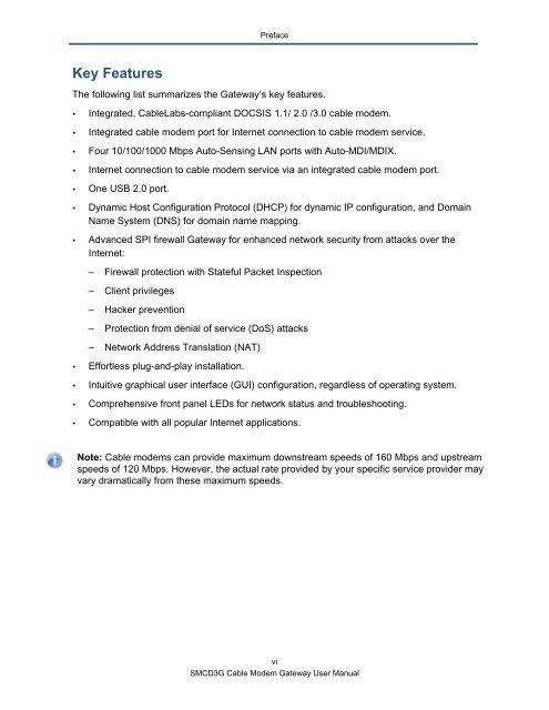 SMCD3G Cable Modem Gateway User Manual