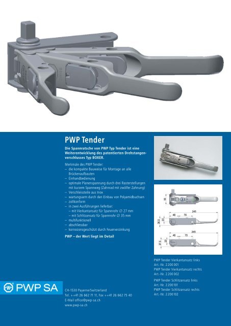 PWP Tender Spannratsche - PWP SA