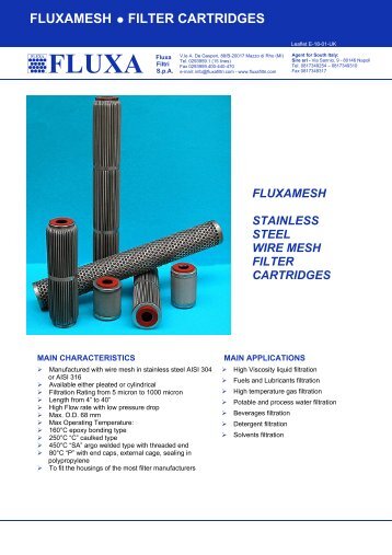 Fluxamesh filter cartridges - fluxa filtri spa