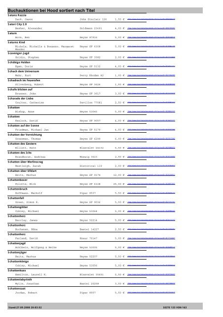 Buchauktionen bei Hood sortiert nach Titel - dracomww bei Hood.de