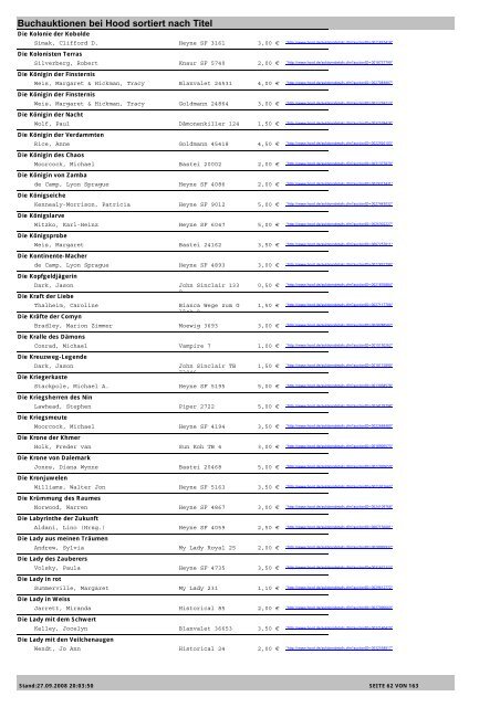 Buchauktionen bei Hood sortiert nach Titel - dracomww bei Hood.de