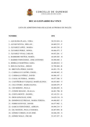 BECAS LEONARDO DA VINCI - Concello de Ourense