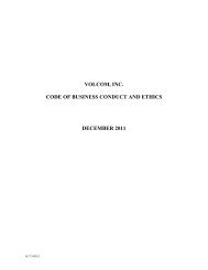 Code Business Conduct and Ethics - Volcom